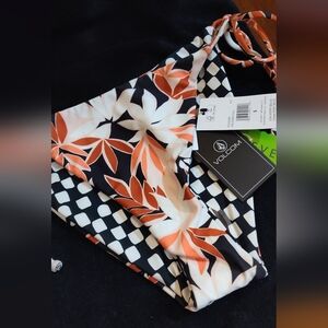 Volcom Black and Orange Floral Bikini Bottom Size Small